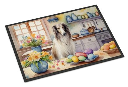NEW Decorating Easter Borzoi Doormat Front Door Mat Indoor Outdoor Rugs for Entryway, Non Slip Washable Low Pile, 18H X 27W