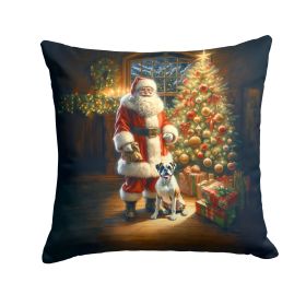 Boxer and Santa Claus Throw Pillow Machine Washable, Indoor Outdoor Decorative Pillow for Couch, Bed or Patio, 14Hx14W