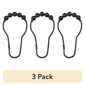 (3 pack) Mainstays, Shower Curtain Rollerball Hooks, Bronze, 12Piece/Set, 100% Iron