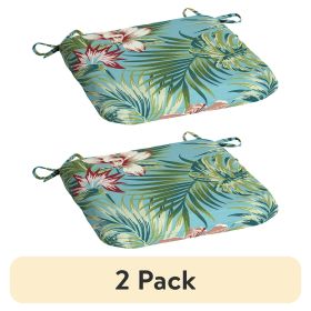 (2 pack) 15.5"D x 17"W Turquoise Palm Rectangle Outdoor Seat Pad (1 Pack)