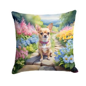Chihuahua Spring Path Throw Pillow Machine Washable, Indoor Outdoor Decorative Pillow for Couch, Bed or Patio, 14Hx14W (Default: Default)