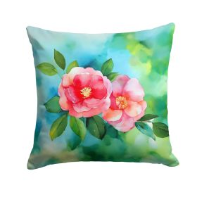 Alabama Camellia in Watercolor Throw Pillow Machine Washable, Indoor Outdoor Decorative Pillow for Couch, Bed or Patio, 18Hx18W (Default: Default)